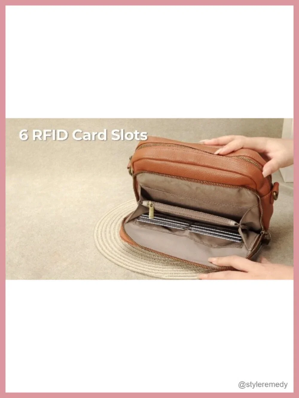 Genuine Leather Crossbody Bag for Women Anti-Theft RFID Wristlet Purse with